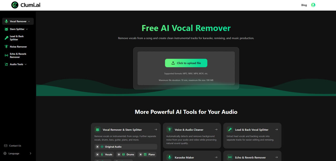 01 Clumi AI vocal remover