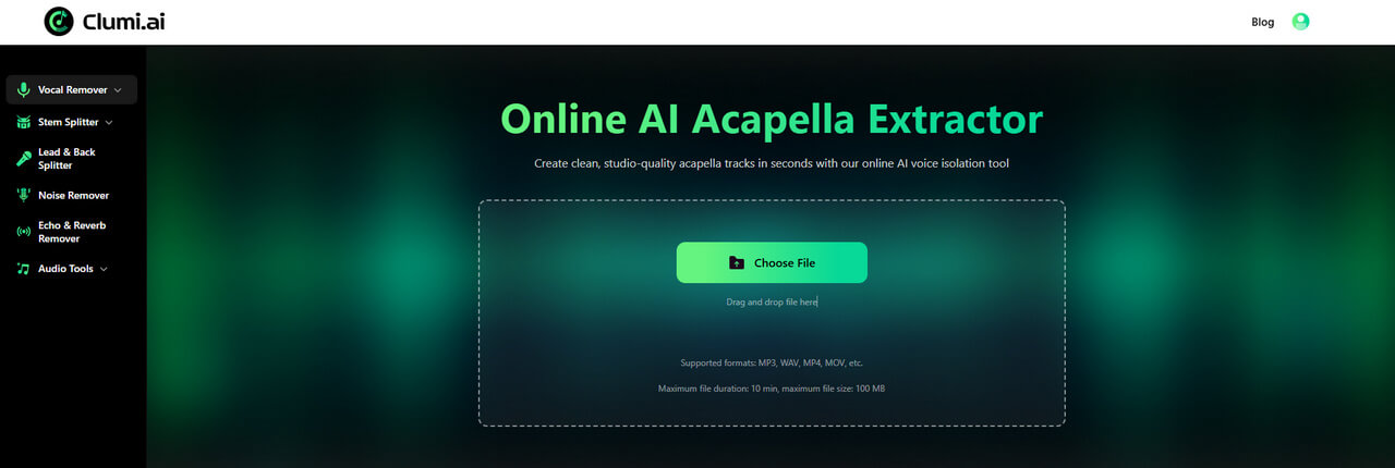 01 Clumi AI acapella extractor