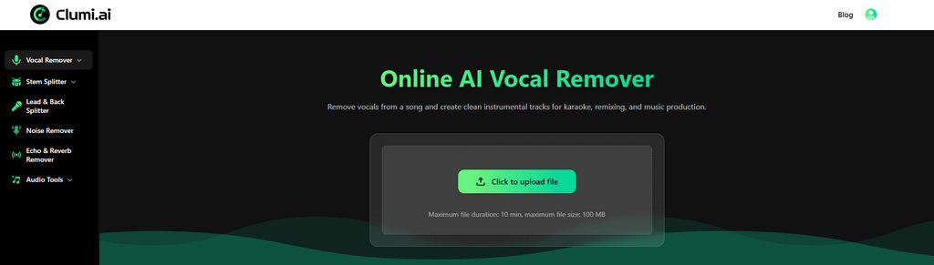 01 Eliminator de voce Clumi AI